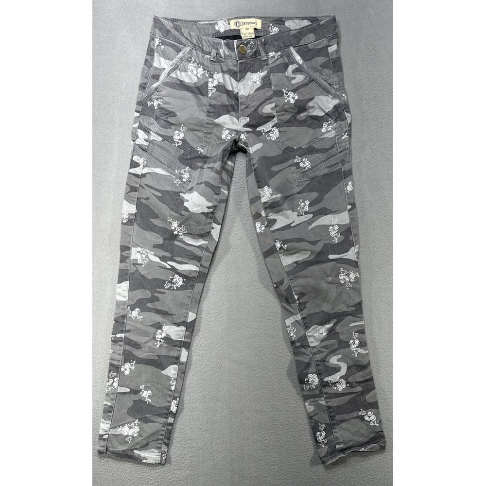 Democracy Flex-Ellent Jeans Womens Sz 10 Gray Camo Low Stretch‎ Skinny Ankle